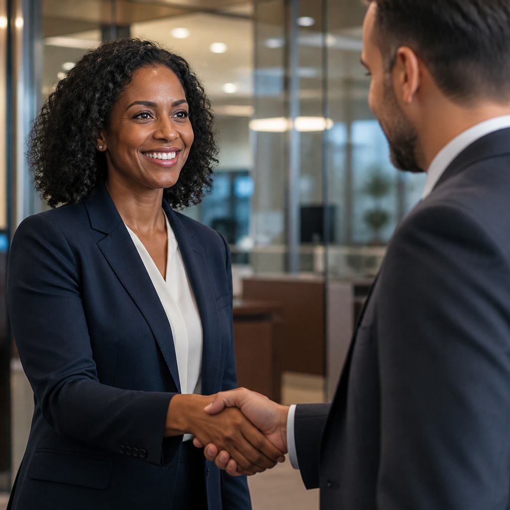 Banking partnership handshake